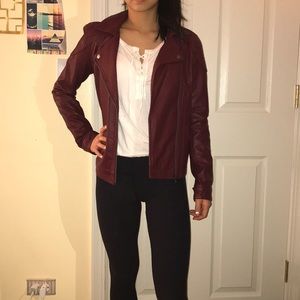 Red/ burgundy faux leather jacket